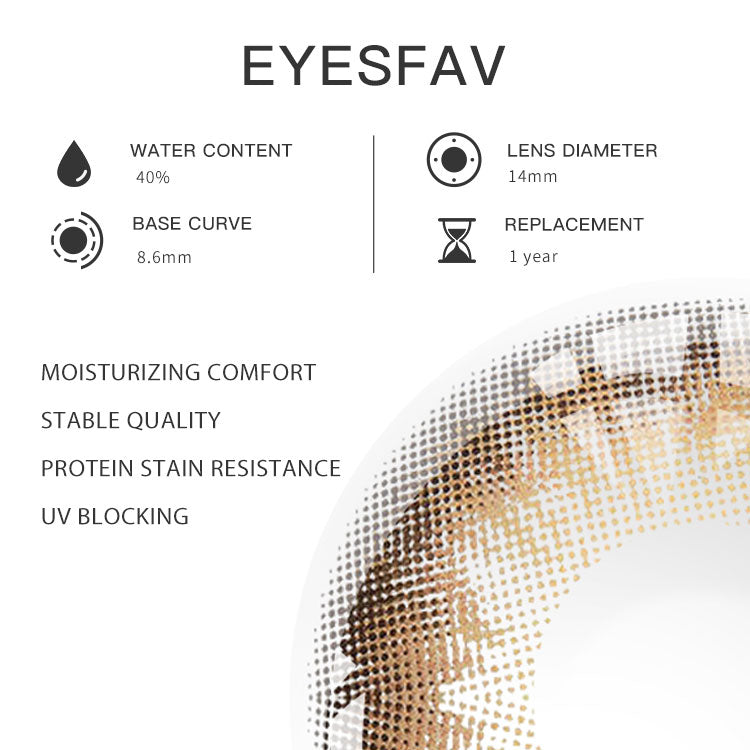 EYESFAV Apricity Brown Colored Contact Lenses Parameters