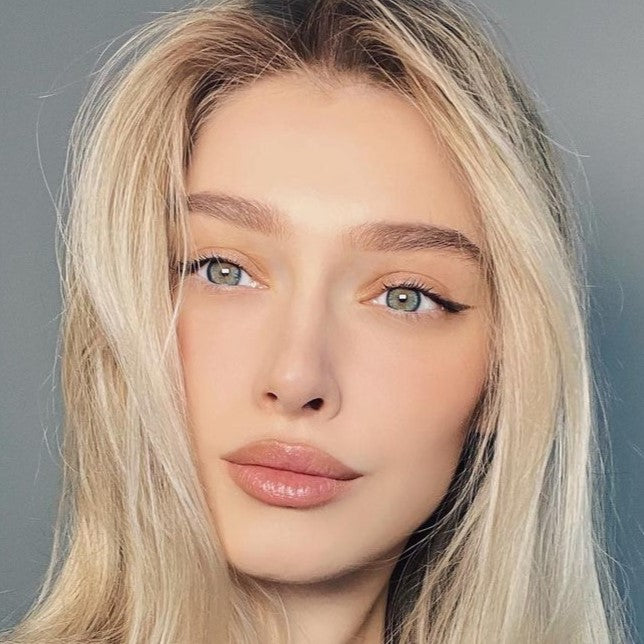 Beautiful Woman Wearing Iris Gray Colored Contact Lenses