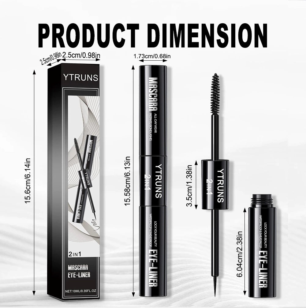 Waterproof Sweatproof 2-in-1 Black Eyeliner Pencil & Mascara