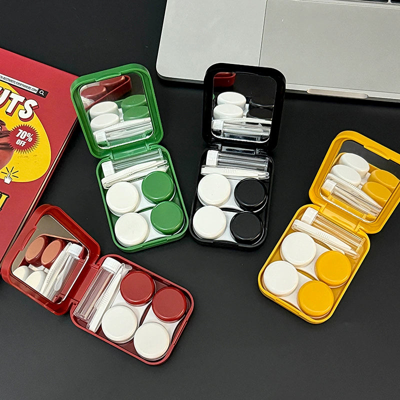 Trendy Dog Yellow, Black, Red, Green Contact Lens Case