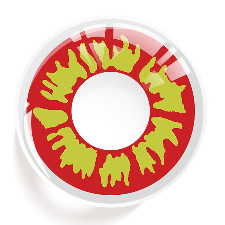 Crimson Fiery Sunburst Yellow Contact Lenses