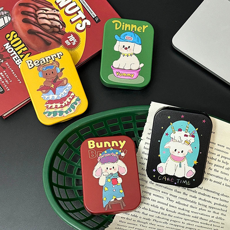 Trendy Dog Yellow, Black, Red, Green Contact Lens Case