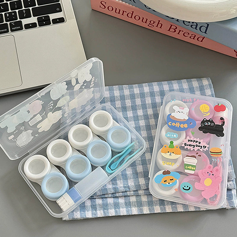 Transparent 4-in-1 Blue, Pink Contact Lens Case