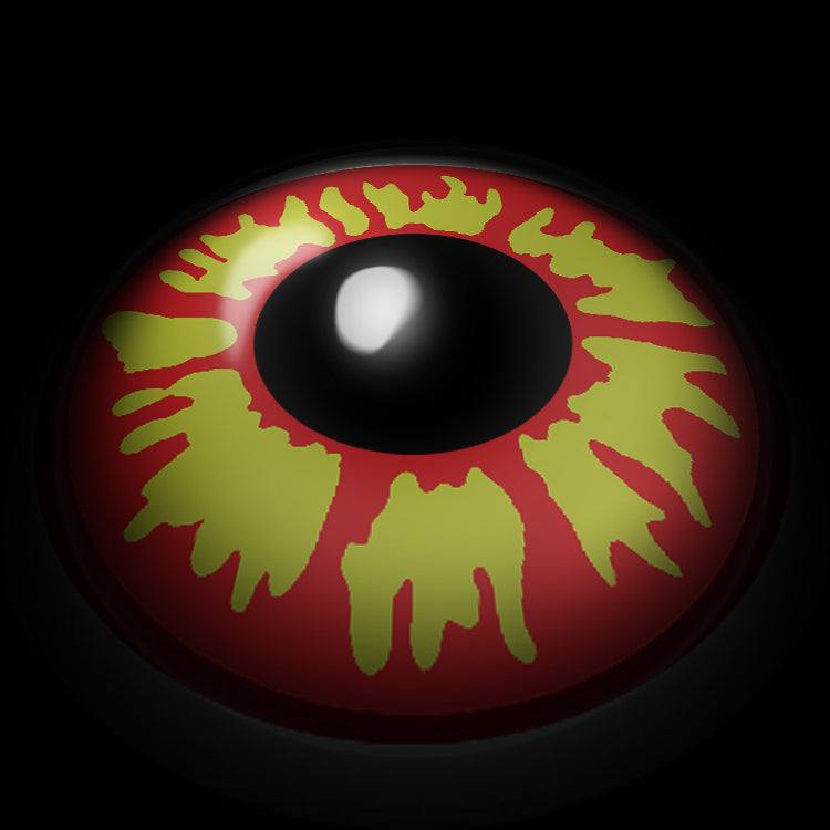 Crimson Fiery Sunburst Yellow Contact Lenses 3D Display
