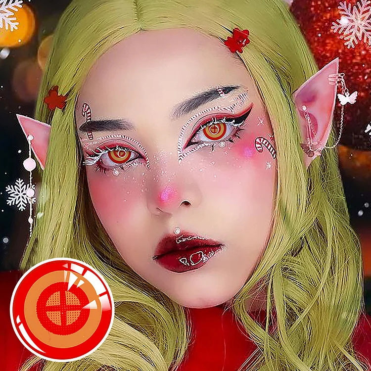 A Woman Wearing Chainsaw Man Shark's Gaze Contact Lenses