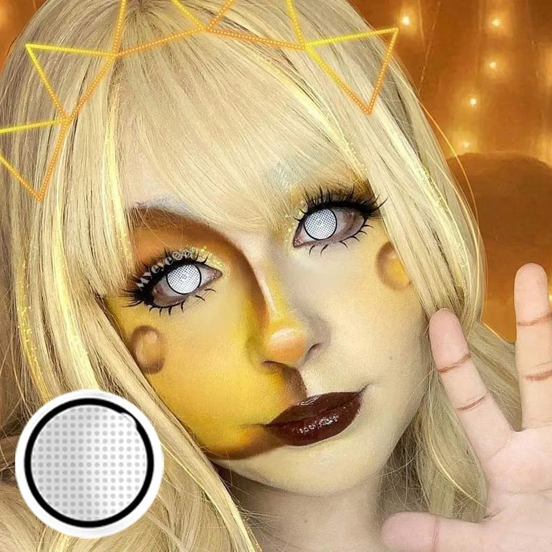 A Beautiful Woman Wearing Rebel Glance White Contact Lenses