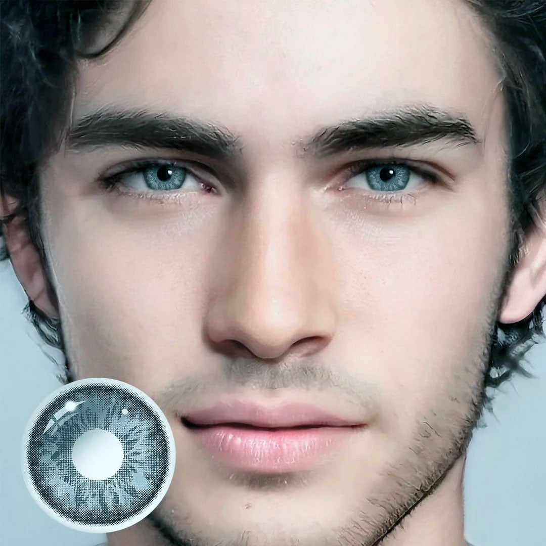 A Man Wearing Wildcat D-Gray Colored Contact Lenses