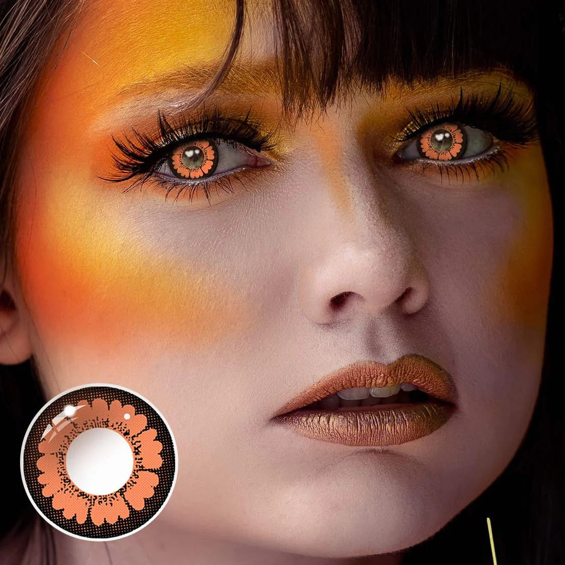 A Woman Wearing Shadow Blossom Circlet Eyes Brown Contact Lenses
