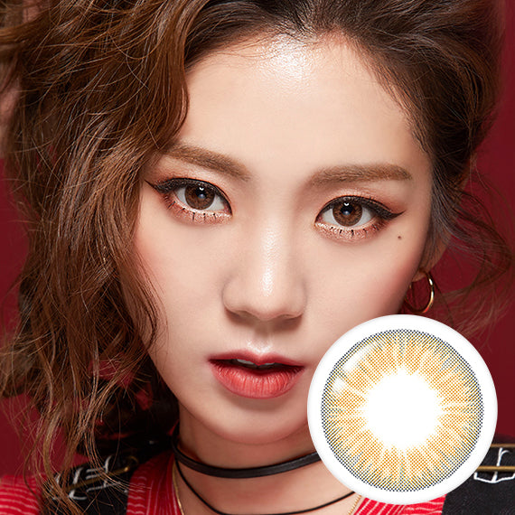 A Beautiful Woman Wearing Marble Brown Colored Contact Lenses