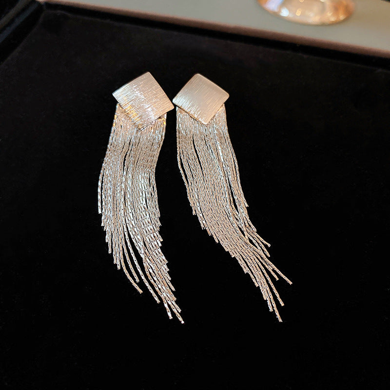 Silver Minimal Tassel Earrings