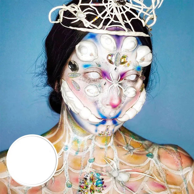 A Woman Wearing Pure White Vision Contact Lenses