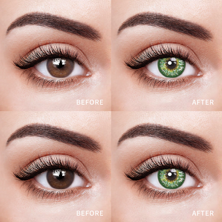 Comparison of the Effects Before and After Wearing Thunderstruck Green Contact Lenses