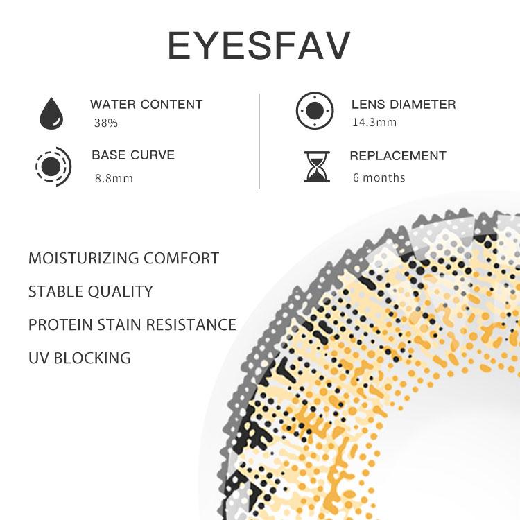 EYESFAV Amber Cascade Brown Contact Lenses Parameters