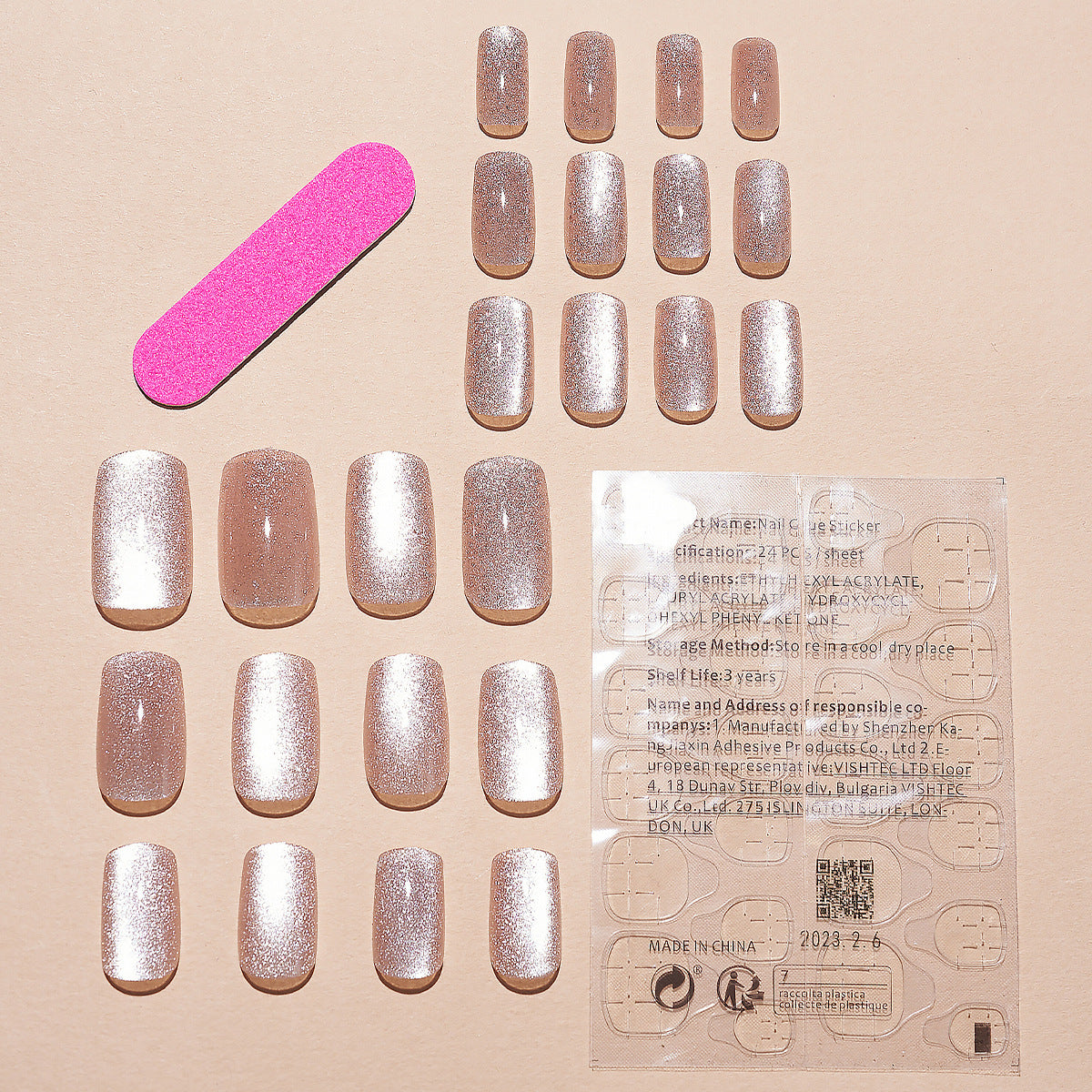 Pink Gleam, Medium, Square Press On Nails