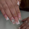 EYESFAV Butterfly Bloom Pink, Long, Square Press On Nails