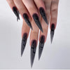 Black Stiletto, Long, Almond Press On Nails