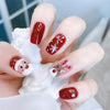 EYESFAV Santa's Magic Red, Short, Square Press On Nails