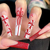 EYESFAV Crimson Bow Long, Square Press On Nails