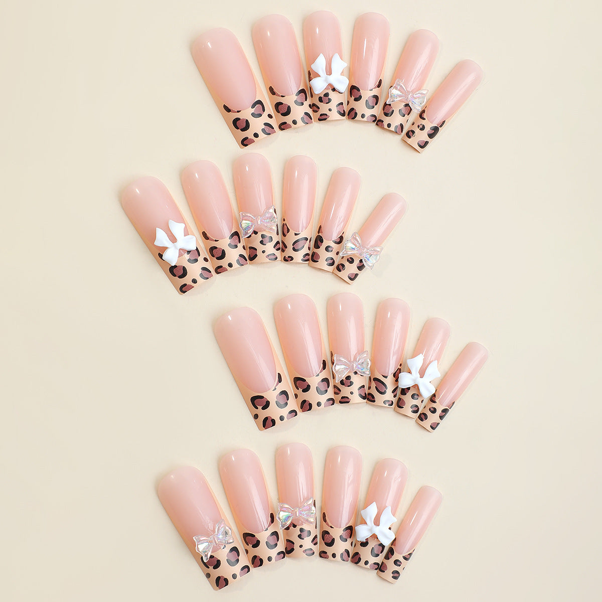 Leopard Luxe Pink, Long, Square Press On Nails
