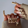 EYESFAV Leopard Luxe Pink, Long, Square Press On Nails