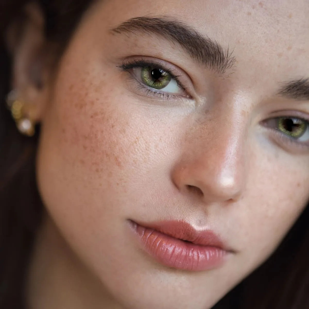 The effect of beautiful women wearing Sicily Green Colored Contact Lenses