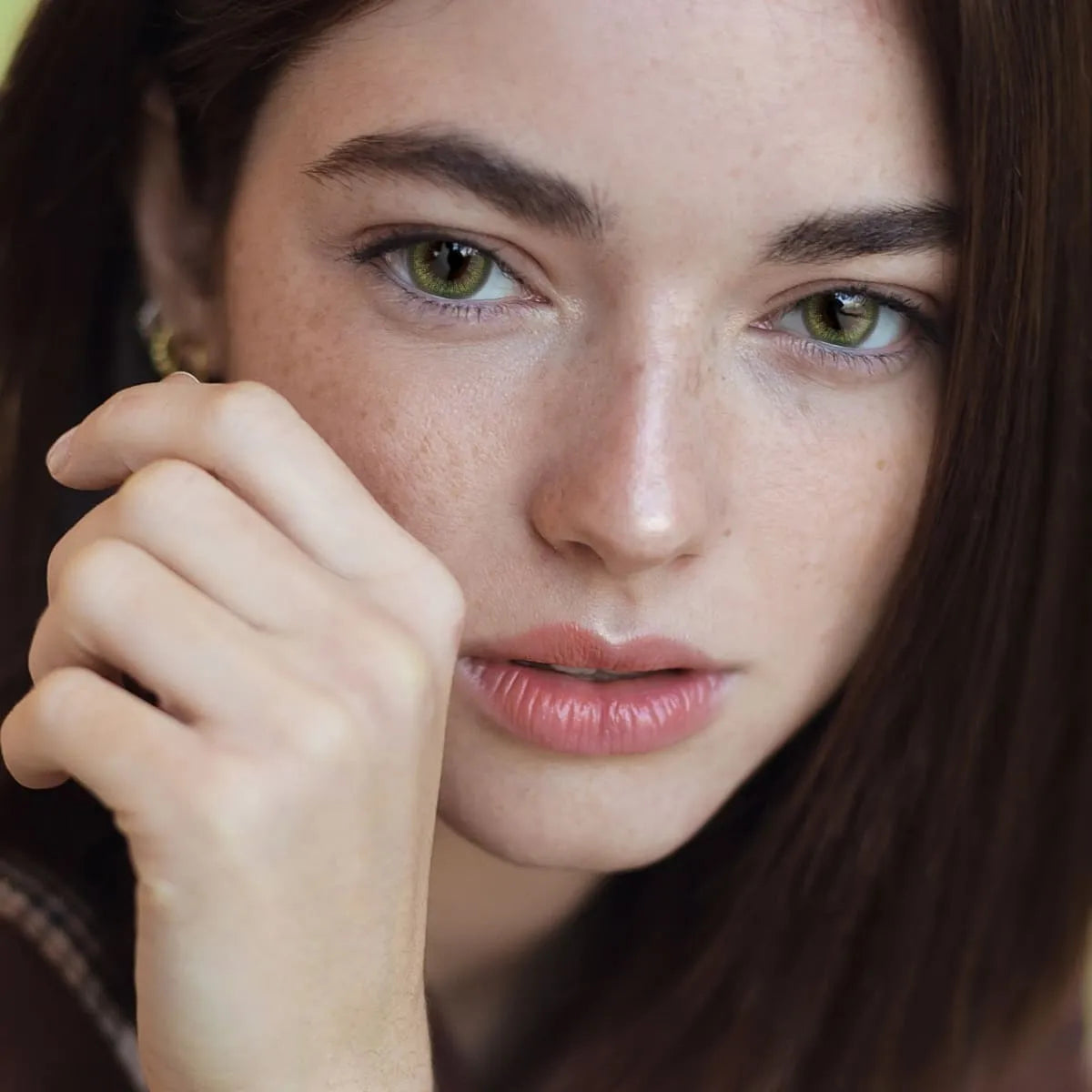 The effect of beautiful women wearing Sicily Green Colored Contact Lenses