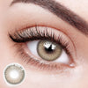 Wearing Flora Brown Colored Contact Lenses