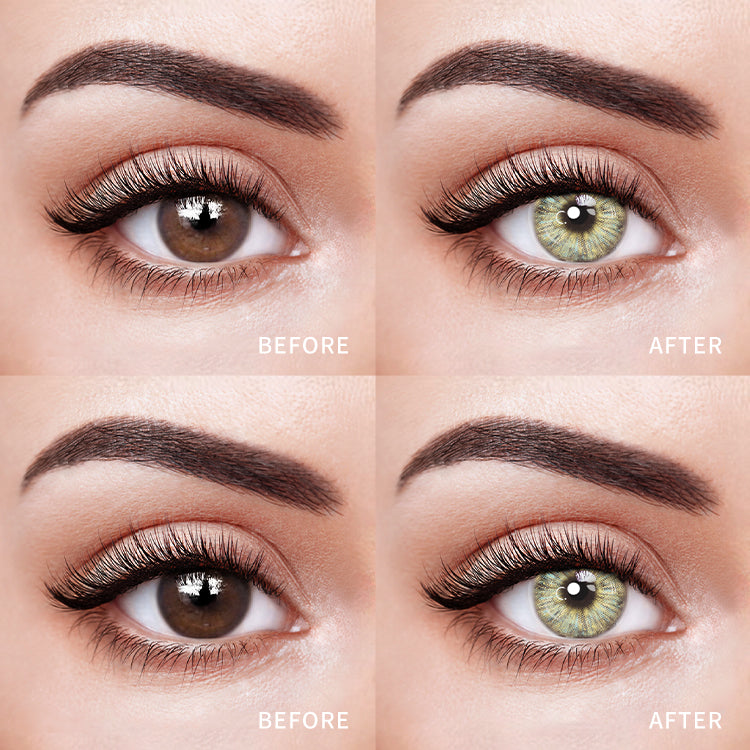 Comparison of the Effects Before and After Wearing Vanity Fair Green Contact Lenses