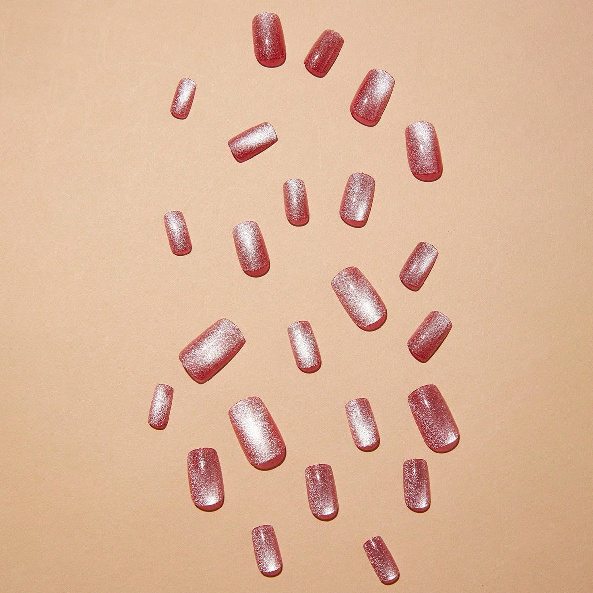 Pink, Medium, Square Mirage Press On Nails