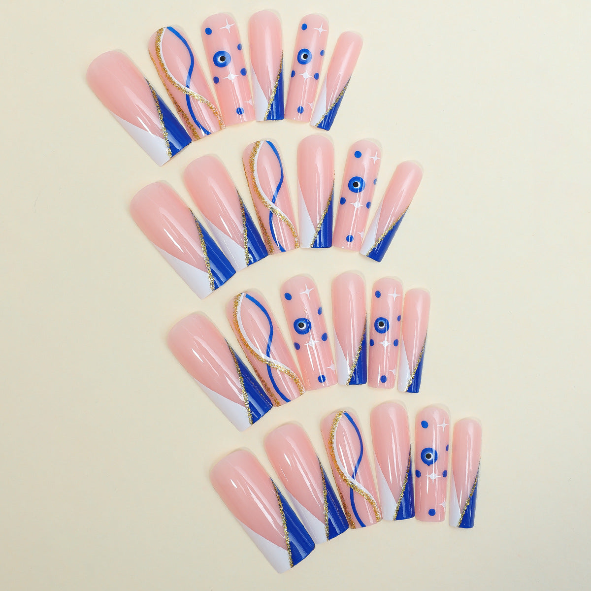 Wave Elegance Pink Press On Nails