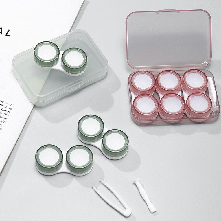 3-in-1 Pink, Green Contact Lens Case