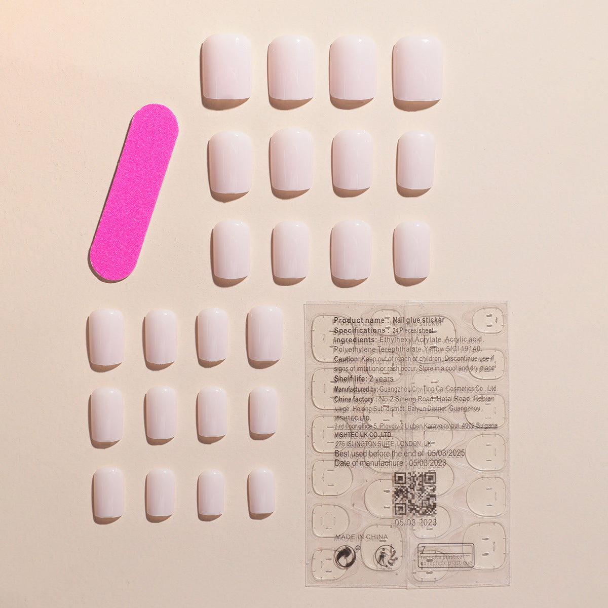 Ivory Blush Pink Press On Nails (short style)