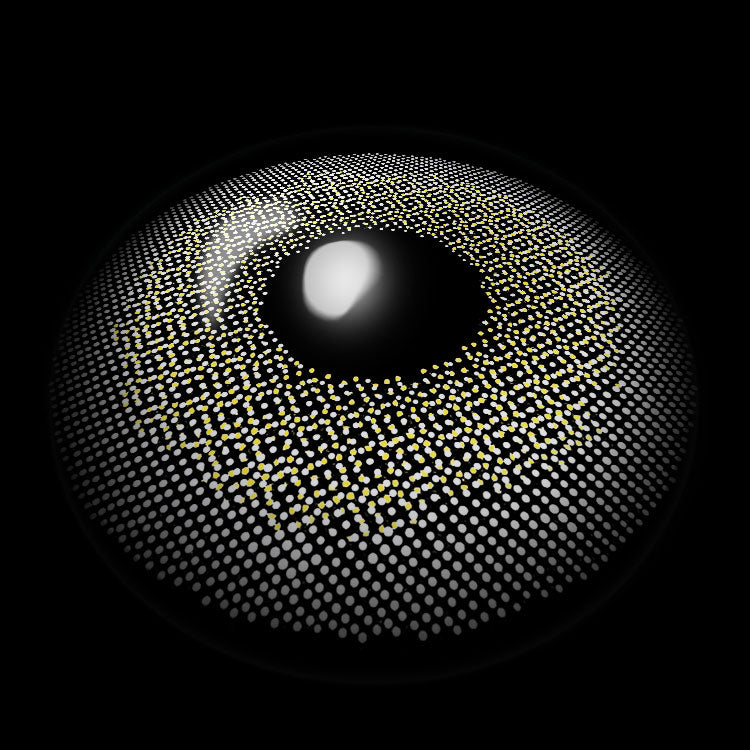 Pixel Gray Colored Contact Lenses 3D Display