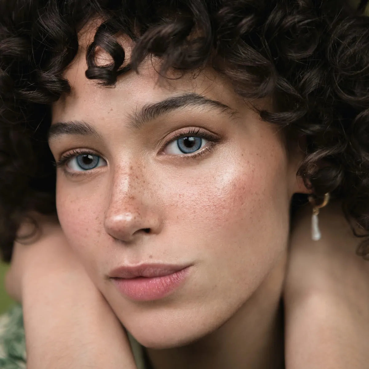 Beautiful Woman Wearing Dreamlike Blue Colored Contact Lenses